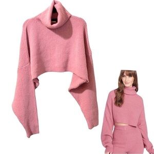 Alloy Apparel Ribbed Knit Turtleneck Sweater Cropped Barbicore Size XL…Y2K